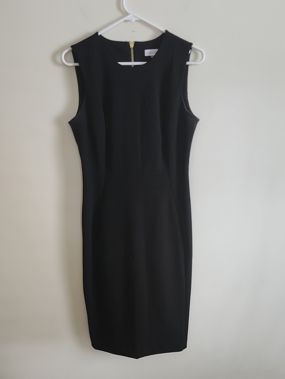 Calvin Klein Black Sleeveless Midi Sheath Dress Office Siren Professional